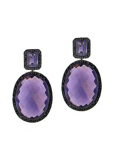 Amethyst & Black Sapphire Earrings from Ancora