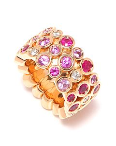 Multi-Pink Sapphire Flexible Ring