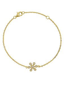Petite Chain Bracelet with Diamond Flower