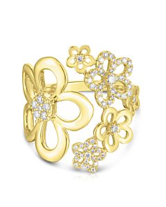Diamond Flower Wraparound Ring